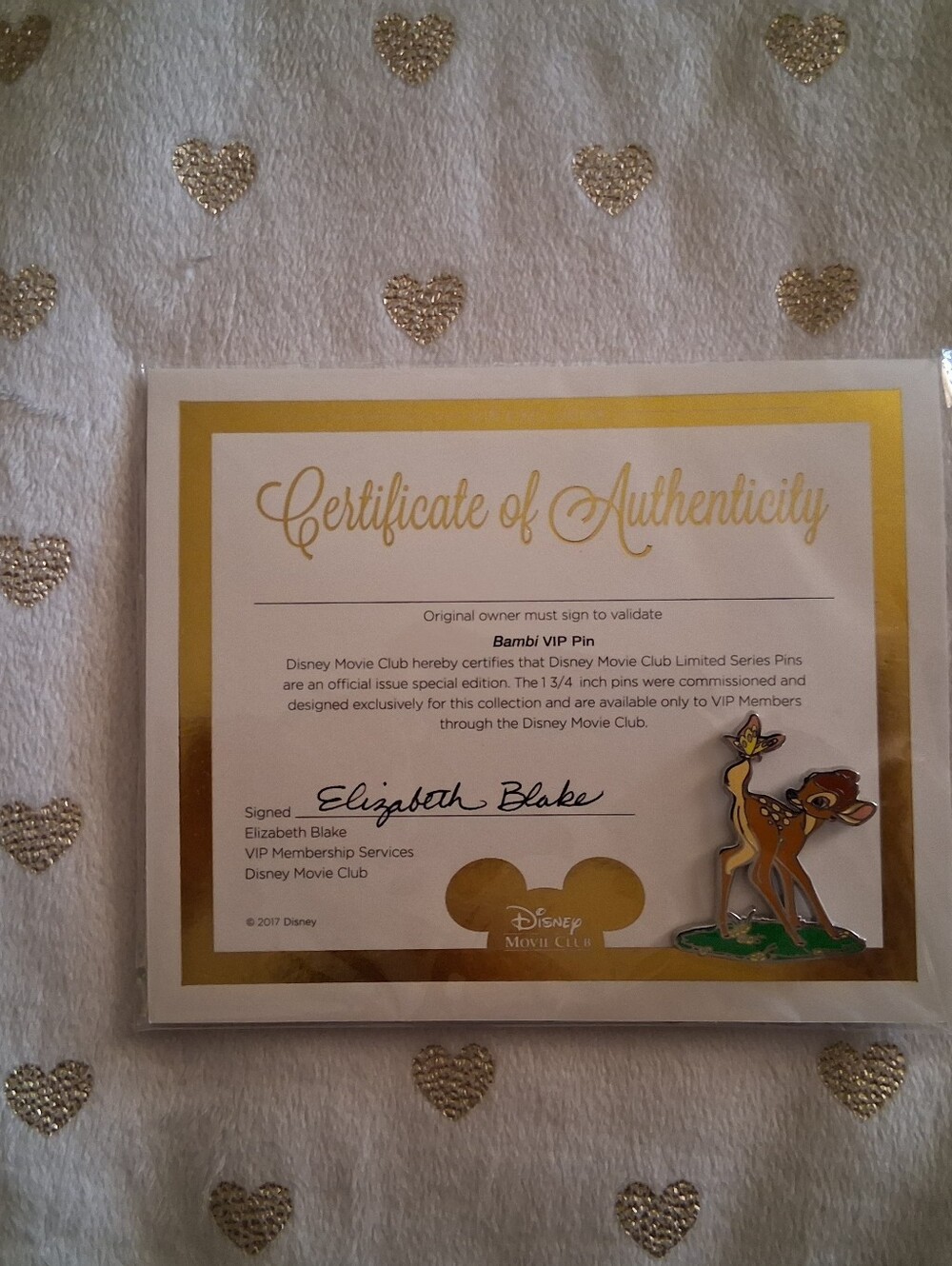 *NIP* Disney "Bambi" Pin & Certificate of Authenticity